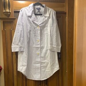 NWT CHAPS Versailles Blue & White Striped Cotton Pajama Shirt Size X-LARGE